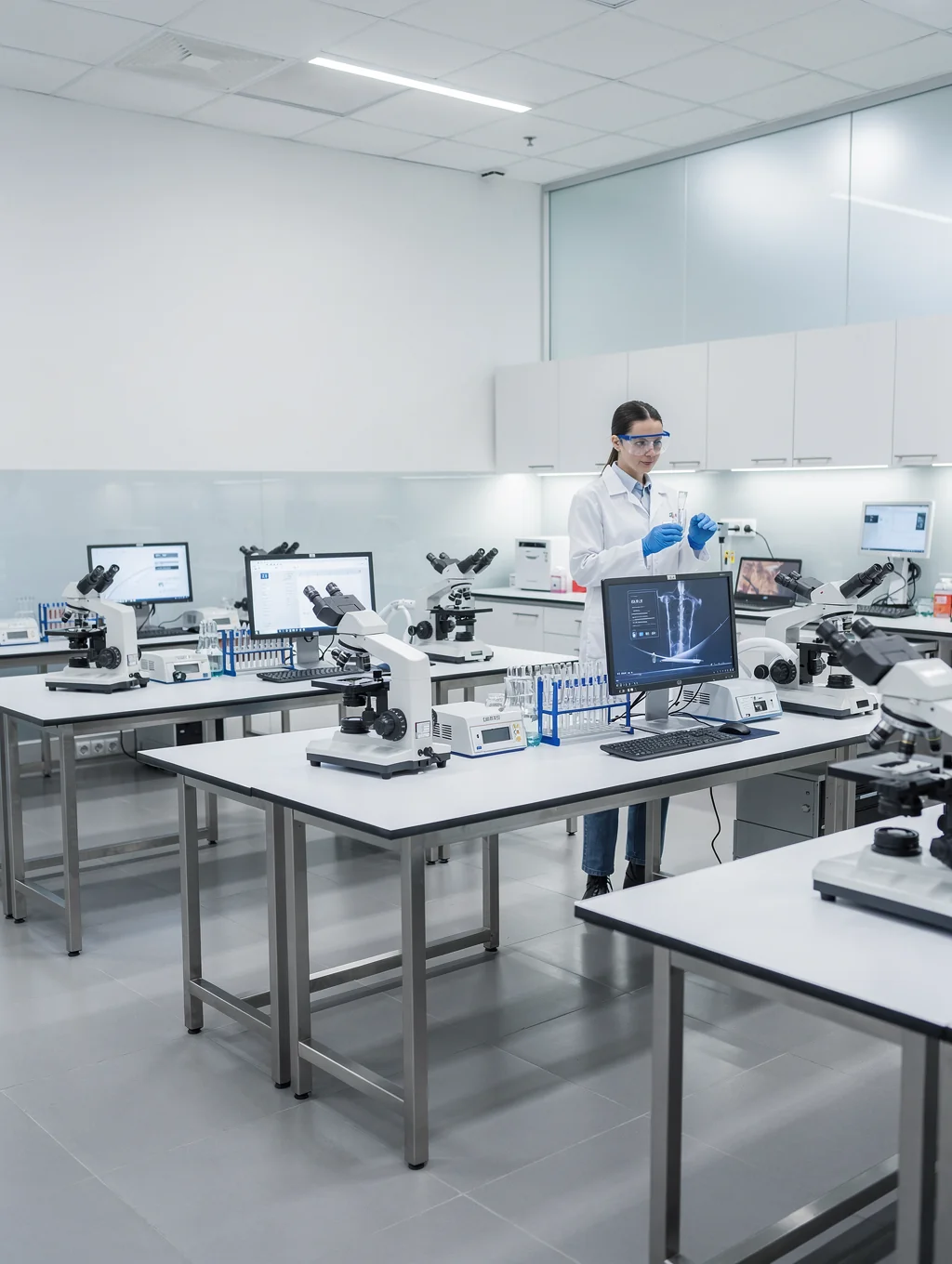 Advanced laboratory workspace with precision research equipment