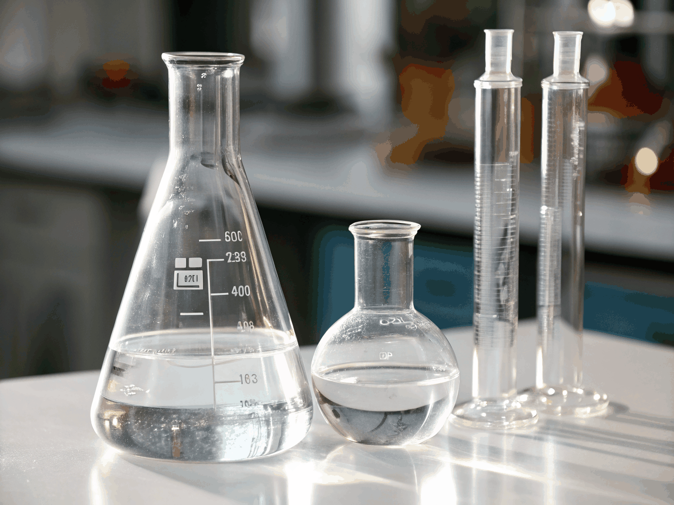 Sterilized laboratory glassware and precision analytical equipment